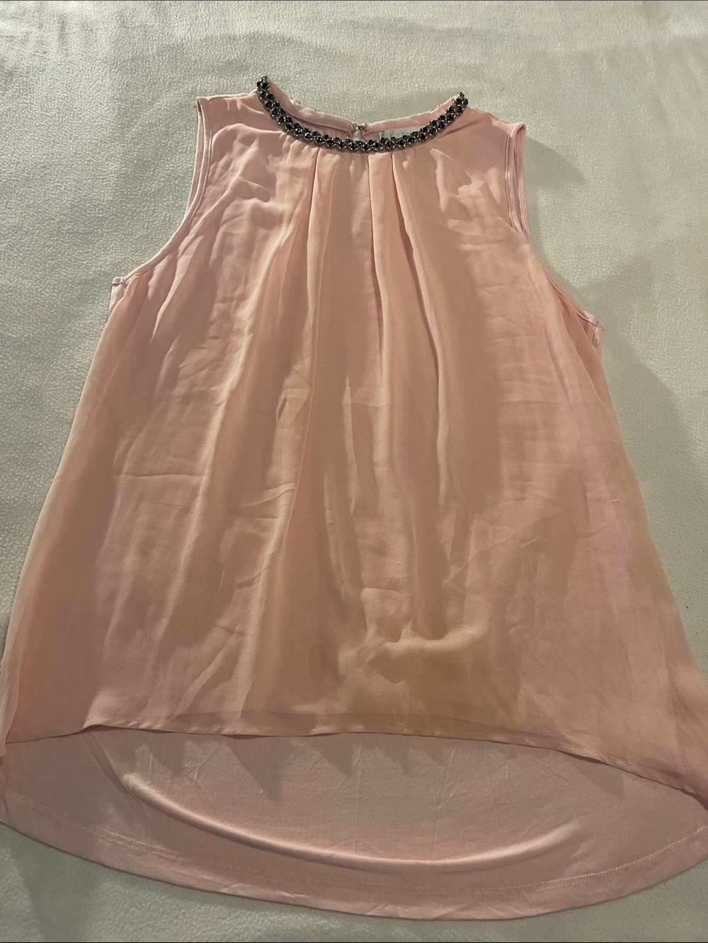 Design History Pink Beaded Neck Sleeveless Camisole Chiffon